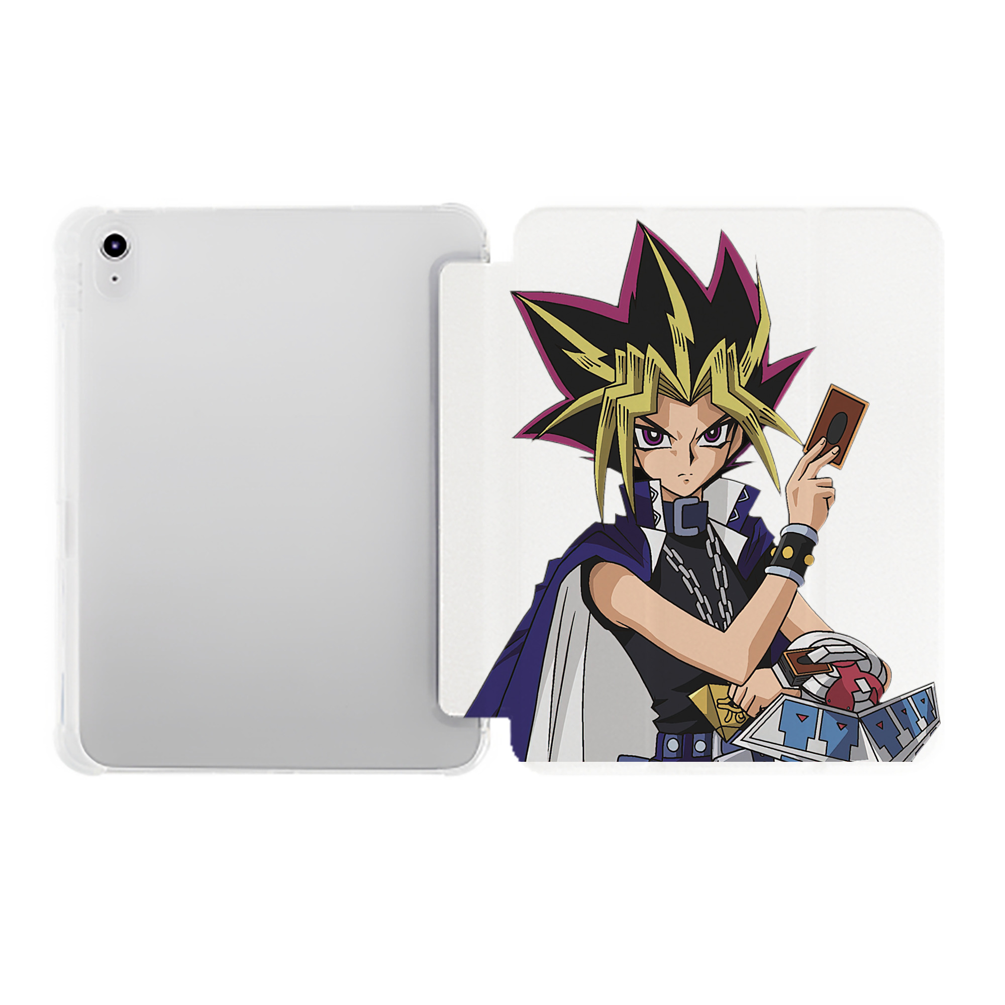 （画像用） 遊☆戯☆王 Yu-Gi-Oh! IPad ケース ペン収納付き 三つ折りスタンド PUレザー×シリコン 対応機種9.5/10.5/10.9インチ